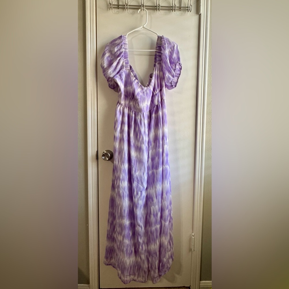 Purple and White Maxi Dress